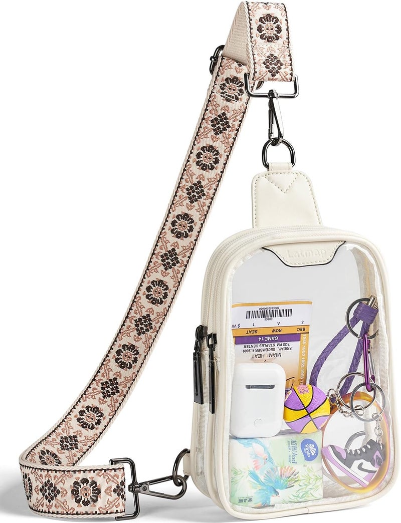 LATMAP DOUBLE ZIP Clear bags Stadium Approved Crossbody Sling Bag Fanny Pack Purses for Women Men Belt bag for Stadium Events - Image 1